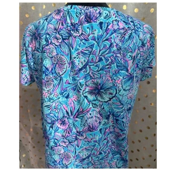 Lilly Pulitzer LARGE Meredith Tee Breakwater Blue Shells N Bells Top - Picture 3 of 6